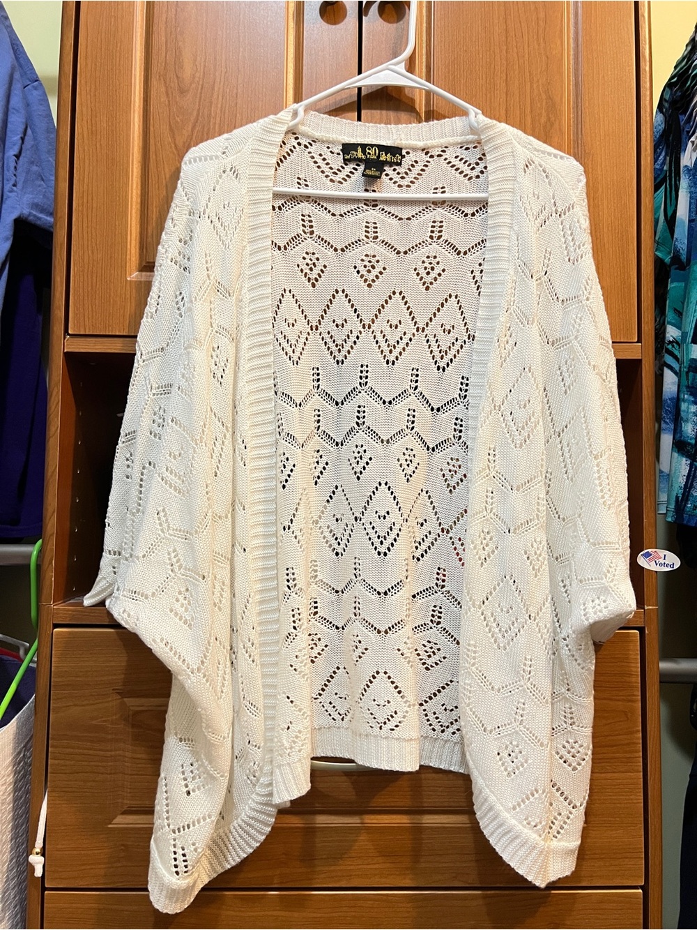 Open-Knit White Women's Cardigan Shrug - Lightweight Layering